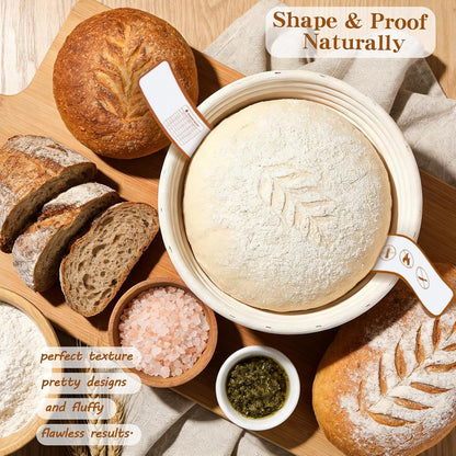 Sourdough Starter Kit for Beginners – Complete Sourdough Kit with Banneton Basket, Bread Lame with Blades, Starter Jar, Bread Stencil, Dough Scraper & Recipe Guide – Sourdough Bread Making Kit