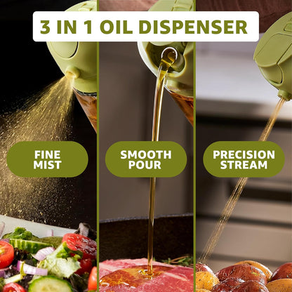 FineDine 16oz Olive Oil Sprayer for Cooking, 2 in 1 Olive Oil Dispenser Bottle for Kitchen, Air Fryer, Salad, BBQ & Baking – Dual Spray Mist & Stream, with Measurement Marks, Black