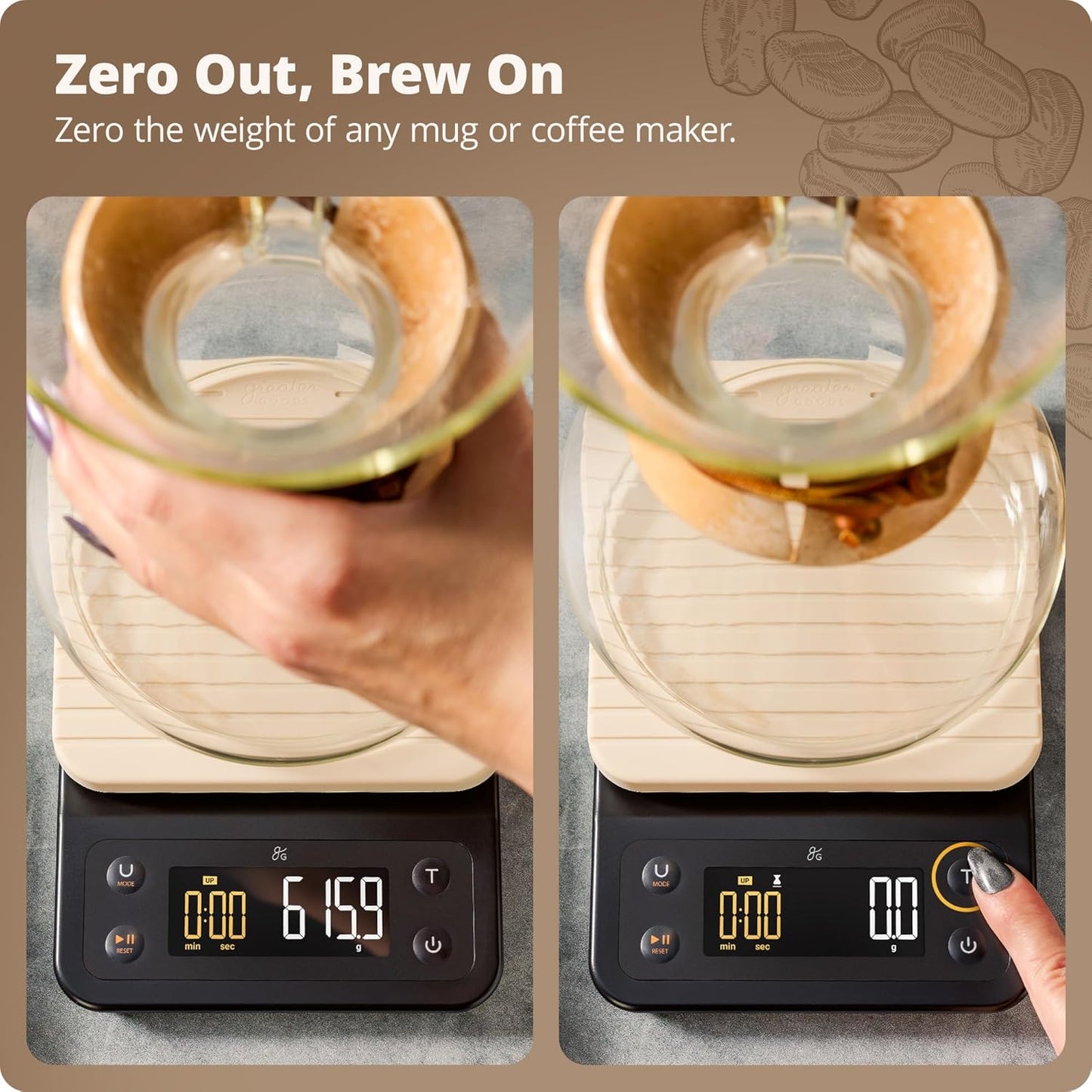 Greater Goods Coffee Scale with Timer – 0.1g Precision Digital Coffee & Espresso Scale for Pour-Over, Coffee Bean Weighing, Barista Brewing, Waterproof Cover, 3kg Capacity (Onyx Black)