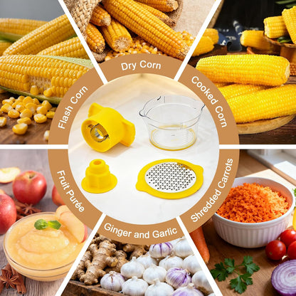 Corn Cob Stripper, 304 Stainless Steel Corn Kernel Remover with Bowl & Safety Handle – Easy Peeler for Corn on the Cob, Dishwasher Safe, Home Kitchen Gadgets