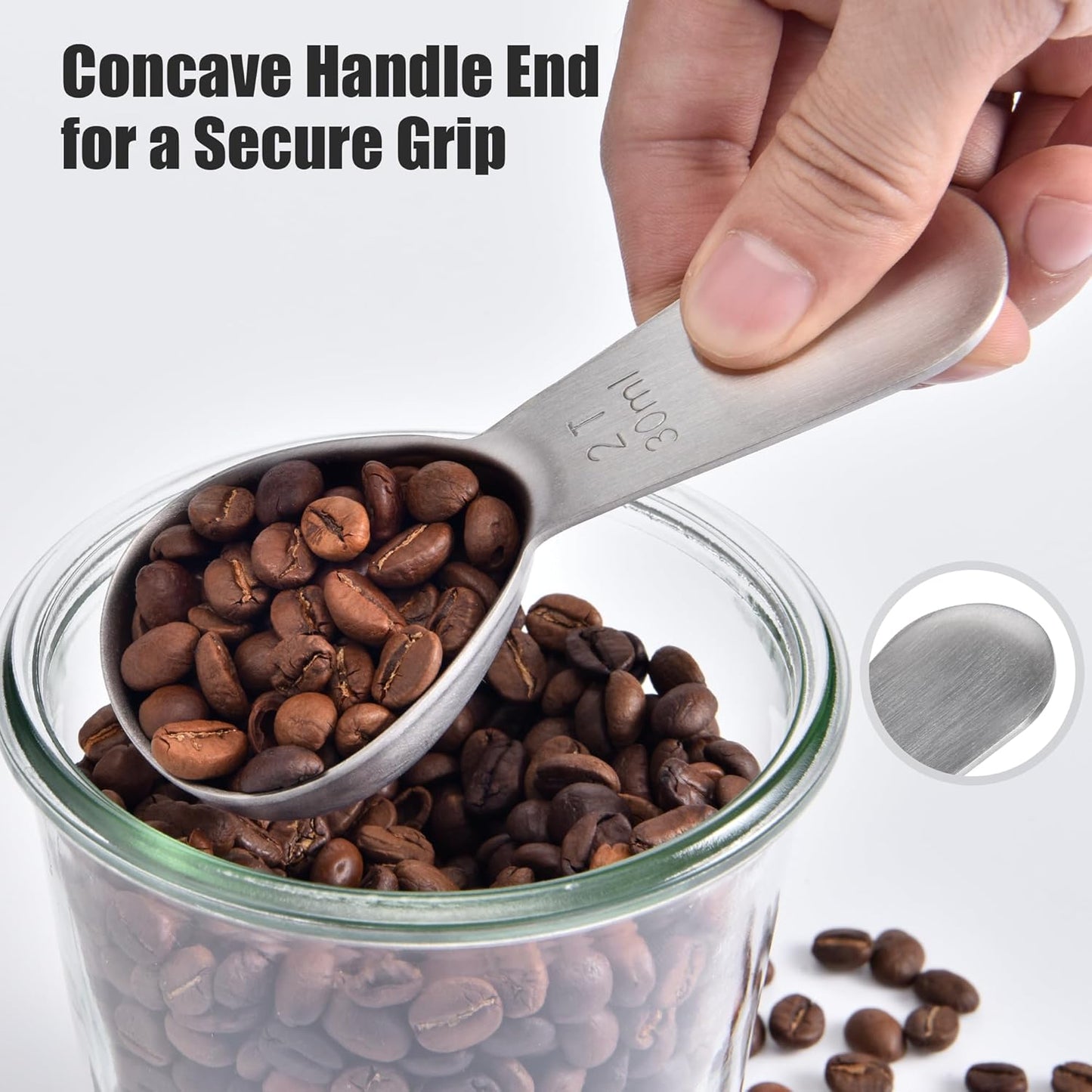 Doosu 1 Tablespoon Coffee Scoop - 18/8 Stainless Steel Heavy Duty Measuring Spoon with Short Handle, Food Grade Metal Tbsp Scoop for Ground Coffee Beans Tea Sugar Powder (15ml)