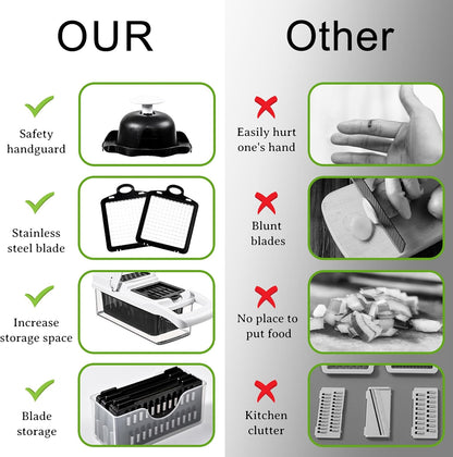 25-in-1 Vegetable Chopper with 13 Blades - Mandoline Slicer -Food Chopper w/Container - Cheese Grater - Veggie Salad Onion Chopper - Kitchen Gadget - Home Essentials - Kitchen Accessories