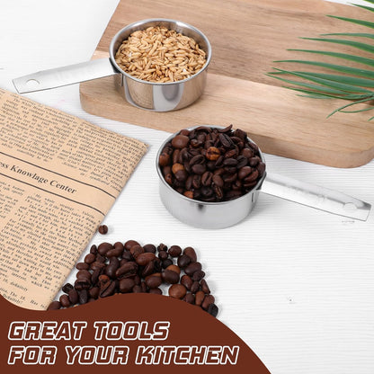 2 Pcs 1/8 Cup (30ml, 1oz) Measuring Cup, Stainless Steel Measuring Scoop Coffee Scoops Small Metal Measure Cups Tablespoon for Wet and Dry Ingredients, Metric and US Measurement, Dishwasher Safe