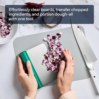 Misen Stainless Steel Bench Scraper - Versatile Food Scraper with Walnut Handle - Ideal for Kitchen, Pastry & Dough - Durable Cutting Board Scraper Tool - Effortless Transfer into Pots & Pans -Walnut
