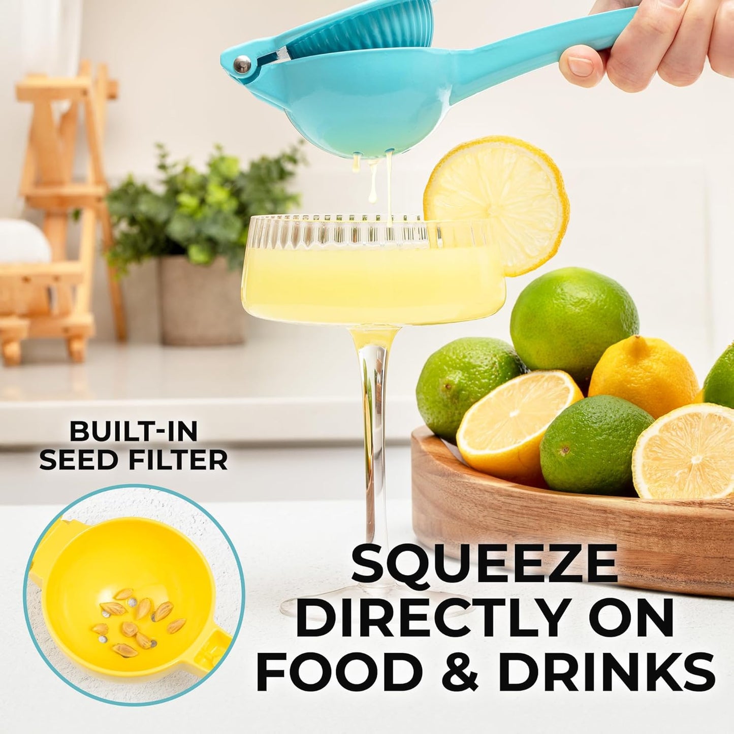 Zulay Kitchen Metal Lemon Squeezer - Handheld Lemon Juicer Squeezer - Easy to Use Citrus Juicer - Manual Press for Extracting the Most Juice Possible - Extracts Every Last Drop