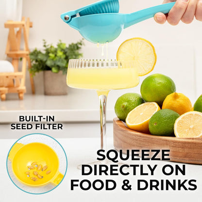 Zulay Kitchen Metal Lemon Squeezer - Handheld Lemon Juicer Squeezer - Easy to Use Citrus Juicer - Manual Press for Extracting the Most Juice Possible - Extracts Every Last Drop