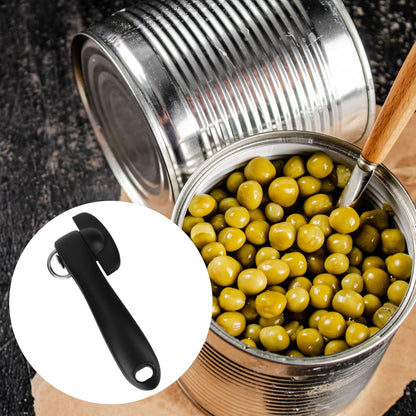 Safety Side Cut Can Opener, Smooth Edge Manual No Sharp Edges Cutting Can Opener Manual with Ergonomic Handle Home Kitchen Utensils Gadgets Practical Accessories Items for Canned Food (Black)