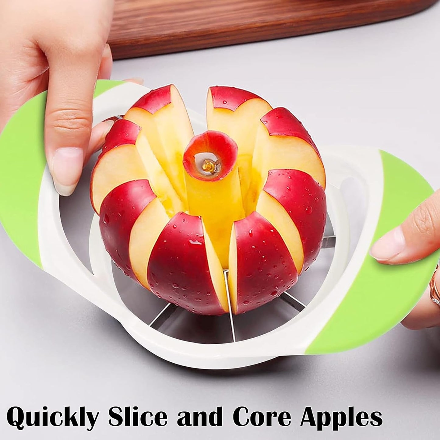 ARSUK Apple Cutter Slicer and Corer (8 Blades) - Thin Slice apple wedger, 2 in 1 Apple Core Remover and Cutter Tools, Non-Slip Soft Grip Handles