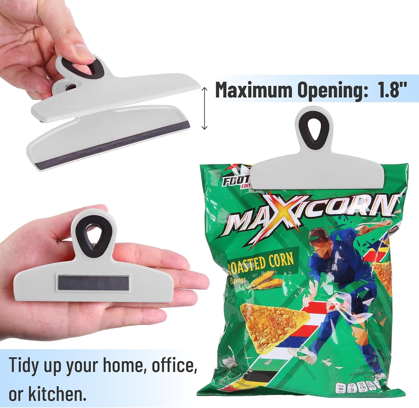 Mr. Pen- Magnetic Bag Clips, 4 Pack, 5" Wide, Heavy Duty Chip Clips for Food Storage, Durable Plastic with Strong Magnet, Non-Slip Grip for Fridge, Snacks, Kitchen, Office