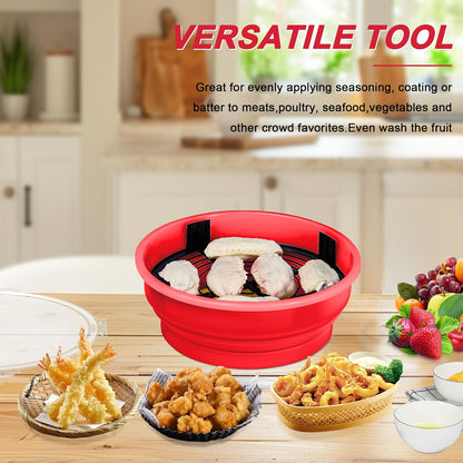 FJNATINH Collapsible Batter Bowl - Mess Free Better Breader Shaker Bowl with Lid Breading Shaker Container - Great for Fried Fish, Fried Chicken, Onion Rings, Wings & More,No Leak,Easy to Store