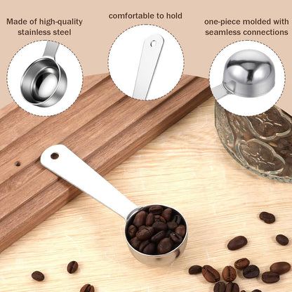 2 Pcs Coffee Scoop 1 Tablespoon, Stainless Steel Coffee Spoons, Long Handle Measuring Tablespoon, 1 tbsp Measuring Spoons for Ground-Coffee, Milk, Spice Jar, Cooking Baking (4.3 Inch, 15ml)