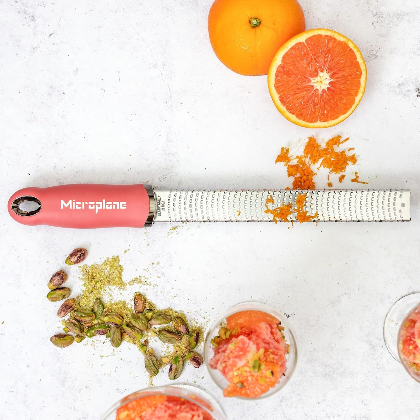 Premium Classic Series Zester - Pomegranate Red | Lemon Zester tool, Hard Cheese & Vegetable Grater | For Citrus, Parmesan Cheese, Garlic, Ginger, Nutmeg | Fine Stainless Steel Blade, Made in USA