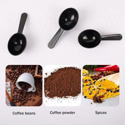 Framendino, 5 Pack Plastic Coffee Measuring Spoons Short Handle Scoops for Tea Sugar Cereal Milk Powder Spices Black 7g