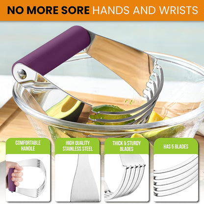 Spring Chef Dough Blender, Top Professional Pastry Cutter with Heavy Duty Stainless Steel Blades, Medium Size, Black