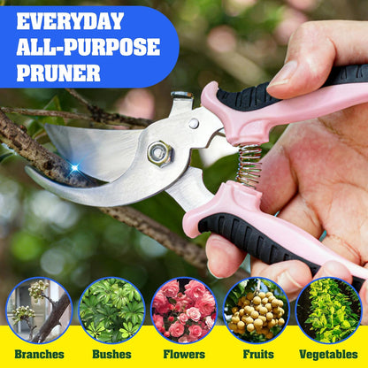 EWPJDK 4 Pack Garden Pruning Shears, Stainless Steel Garden Shears, Gardening Shears, Garden Scissors, Clippers, Pruning Snips, Pruning Shears for Gardening Tools (4PCS Yellow Orange Green)