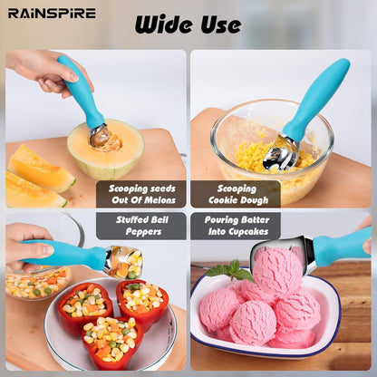 Rainspire Ice Cream Scoop Stainless Steel with Comfortable Handle, Ice Cream Scooper Heavy Duty, Ice Cream Spade Great for Spooning Frozen Hard Gelato and Sorbet, Cookie Dough, Melon, Purple