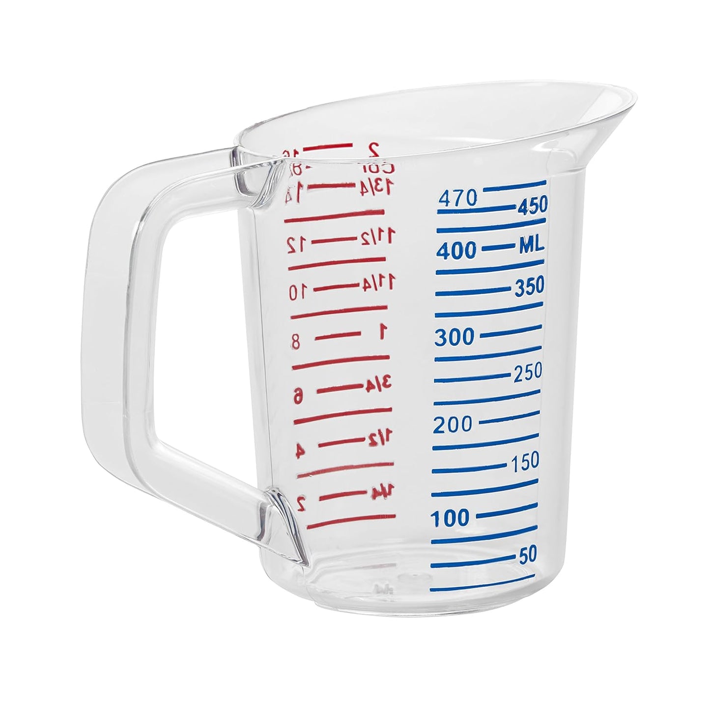 Rubbermaid Commercial Products Bouncer Clear Measuring Cup 2-Cup/0.5-Quart Clear Strong Food Grade Easy Read for Liquid/Dry Ingredients for Home/Professional Kitchen