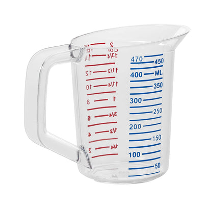 Rubbermaid Commercial Products Bouncer Clear Measuring Cup 2-Cup/0.5-Quart Clear Strong Food Grade Easy Read for Liquid/Dry Ingredients for Home/Professional Kitchen