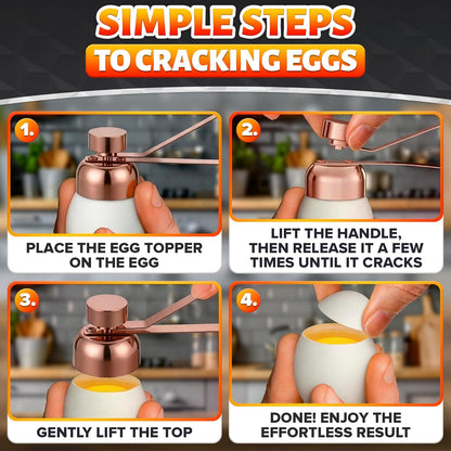 Egg Cracker Tool for Raw Eggs — Egg Shell Opener for Soft-Boiled Shell Tops, Stainless Steel Topper with Ergonomic Adjustable Effort — Clean Cut Design for Breakfast Prep, Custards, & Baking (Silver)