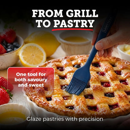 Lightyear Silicone Basting Pastry Brush Set (2 Pcs) ❘ 450°F Heat Resistant Oil Brush for Your Kitchen - Ideal For BBQ’s, Baking & Cooking | 100% Food Grade Silicone - BPA Free & Dishwasher Safe (Red)