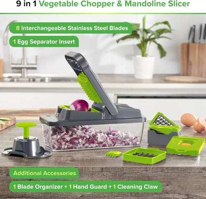 PrepNaturals Vegetable Chopper & Mandoline Slicer - 12 in 1, Blue/White