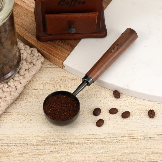 Vintage Coffee Measuring Spoon - 304 Stainless Steel, Coffee Scoop，10g Capacity, Walnut Handle - Perfect for Coffee, Tea, and More (Rose Gold)