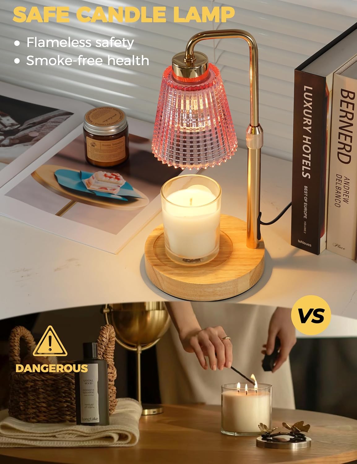 GODONLIF Candle Warmer Lamp with Timer Dimmable, Birthday Gifts for Women Mom, House Warming Gifts New Home Decor, Wax Melt Warmer for Jar Candles with 2 Bulbs