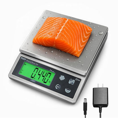 Polit Digital Kitchen Scale KT-66 30lb/13kg｜0.05oz/1g Precision Food Scale with LCD Display｜Battery or Plug-in｜Stainless Steel Top｜Grams, Ounces, Pounds｜5 Units for Baking, Farming & Shipping Scale