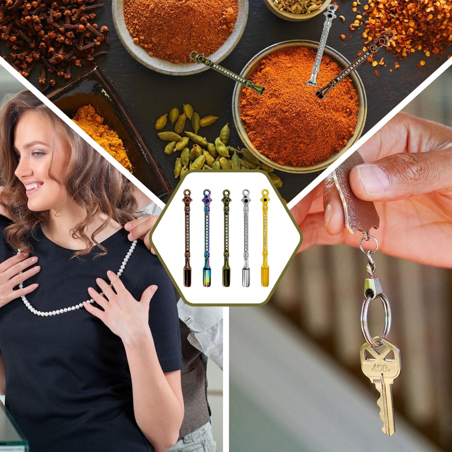 20Pcs Mini Spoons, Tiny Shovel Spoon, Tableware Charm for Coffee, Sugar and Spices, Mini Pendant Spoon Necklace Charms, Keychain Accessories(5 color)