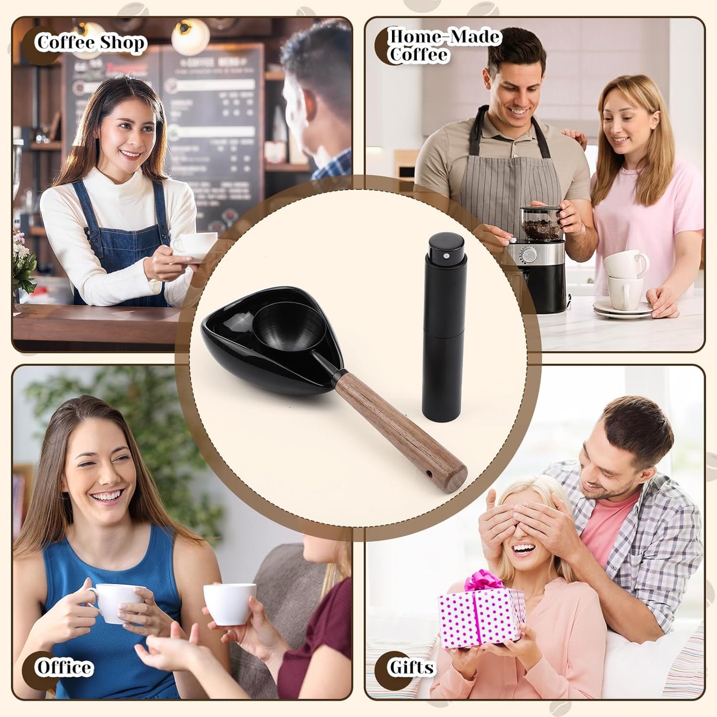 LemonRoad 3 Pcs Barista Accessories Kit Ceramic Coffee Bean Dosing Cup with 20 ml Spray Bottle and 10 g Measuring Spoon Espresso Measuring Cups Bean Kit for Coffee, Tea, and More