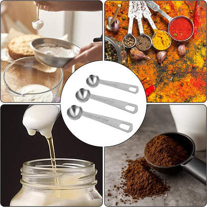 3pcs Measuring Spoon, Stainless Steel Table Spoons Measuring Spoons 1 Tsp Scoop Teaspoon 1/3 Tablespoon 5 ML | 5 CC Metal Spoon Short Handle for Kitchen Tea Soup Ingredients (Short)