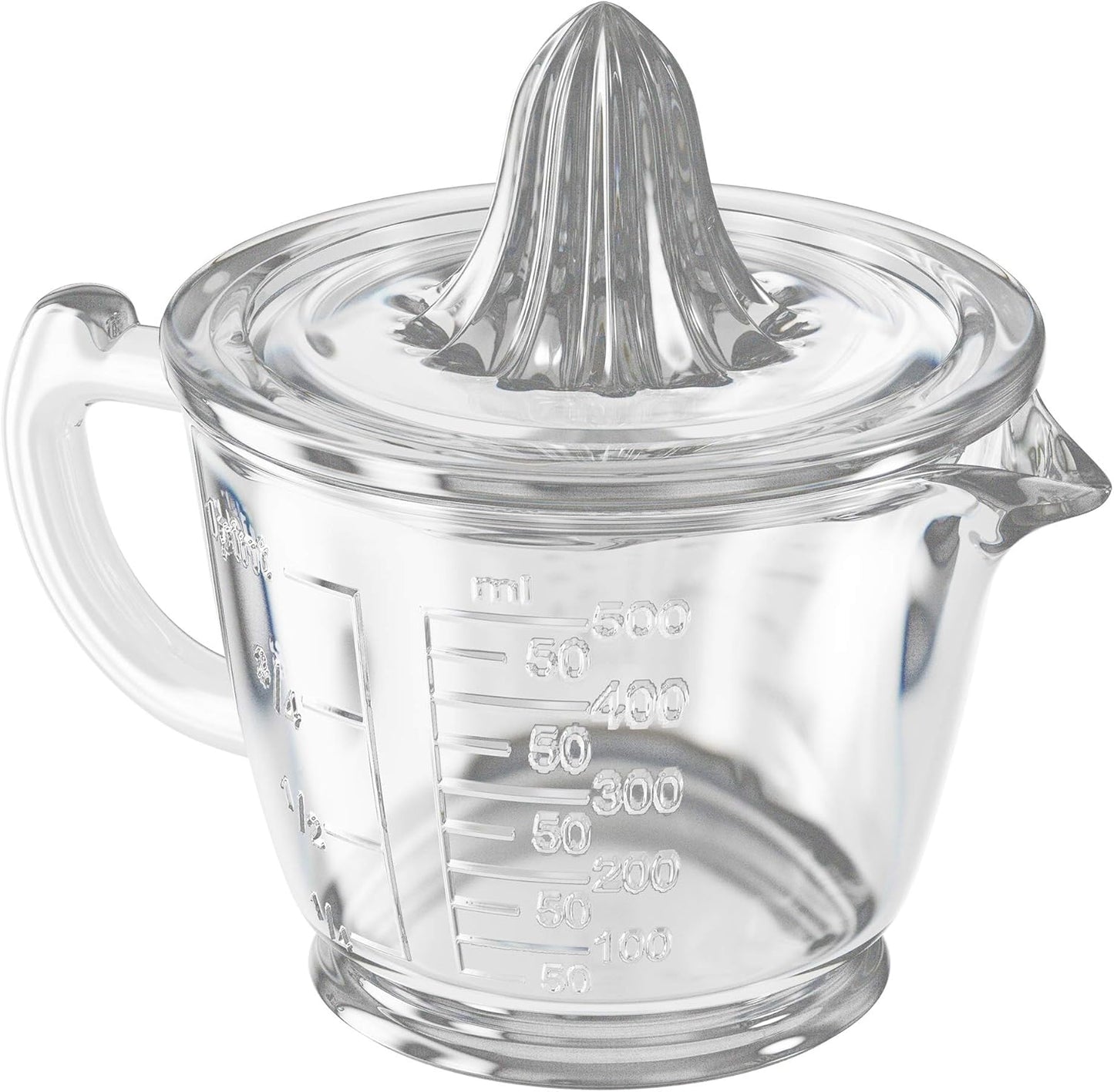 CuttleLab Glass 2-Cup Juicer (Clear) - Lemon and Lime Manual Squeezer, Citrus Reamer