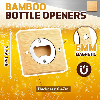 Vesici 100 Pcs Magnetic Bottle Opener 2.5in DIY Bamboo Round Shape Beer Openers Wooden Fridge Magnet Refrigerator Sticker Gift for Beer Lover Wedding Guest Kitchens Bars Parties