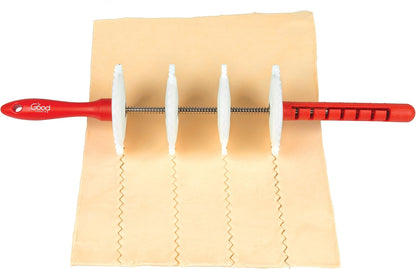 Adjustable Rolling Pastry Wheel Cutter with 4 Interchangeable Fluted, Lattice, and Straight Slicers - 7 Width Adjustments for Accurate Measurements -Dishwasher Safe- Great for Baking Cookies & Dessert