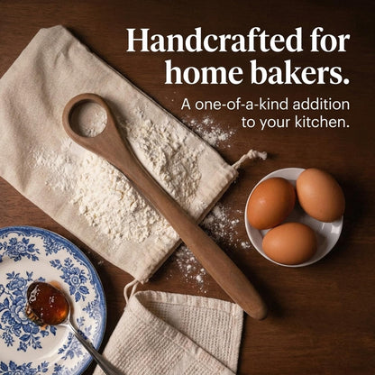 Salt & York Danish Dough Whisk, Acacia Wood Sourdough Bread Mixing Tool for Pizza Dough, Biscuits & Cake Batter, Kitchenware with Unique Wood Grain Hook, Ideal for Wedding & Housewarming Gift, 14.5 in