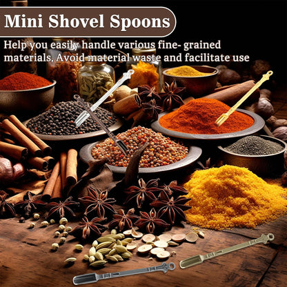 30 Pcs Mini Shovel Spoons with Storage Box, Rhinestone Tiny Spoons Keychains Necklace Set, Multicolor Metal Small Spoon for Measuring Pices,Herbs,Powder,Coffee,Sugar,Powder