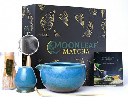 Matcha Whisk Kit | 5-Piece Japanese Matcha Kit with Bamboo Whisk, Ceramic Bowl with Spout, Sifter & Scoop | Complete Matcha Tea Set for Smooth Frothy Tea | Tea Gift Set for Festivals