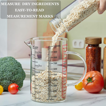 Ackers BORO3.3 Measure Glass -[Insulated handle | V-Shaped Spout]-Made of High Borosilicate Glass Measuring for Kitchen or Restaurant, Easy to Read, 120 ML (4 Oz)