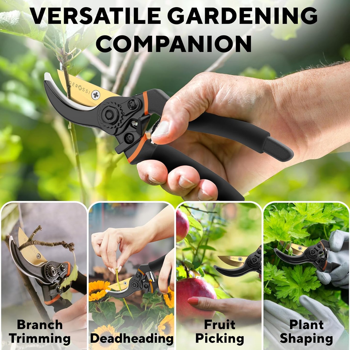Premium Bypass Pruning Shears for your Garden - Heavy-Duty, Ultra Sharp Pruners w/Soft Cushion Grip Handle Made with Japanese Grade High Carbon Steel - Perfectly Cutting Through Anything in Your Yard