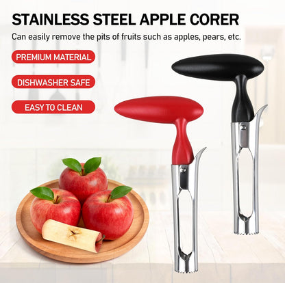 Apple Corer Remover - Apple Corer Tool, 304 Stainless steel, serrated blade, used for Coring apples, Red & Black Set of 2