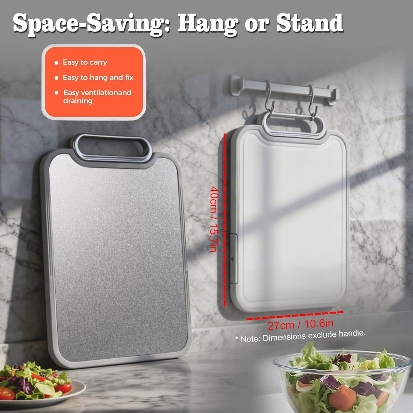 Titanium Cutting Board, 2-in-1 Titanium Alloy And Wheat Straw PP Chopping Board with Avocado Slicer, Food Grade Cutting Board with Handle for Kitchen, RV, Camping(16x11 Inches, Random Color)