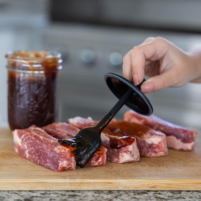 Jarware Silicone Black Basting Brush Lid For Regular Mouth Mason Jars