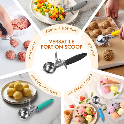 JUNADAEL J Portion Scoop, #20/2 OZ Ice Cream Scooper, Muffin Scoop, Disher, Yellow Handle, for Portion Control, Cookie Dough, Muffin, Cupcake Batter, Ice Cream, Mashed Potatoes