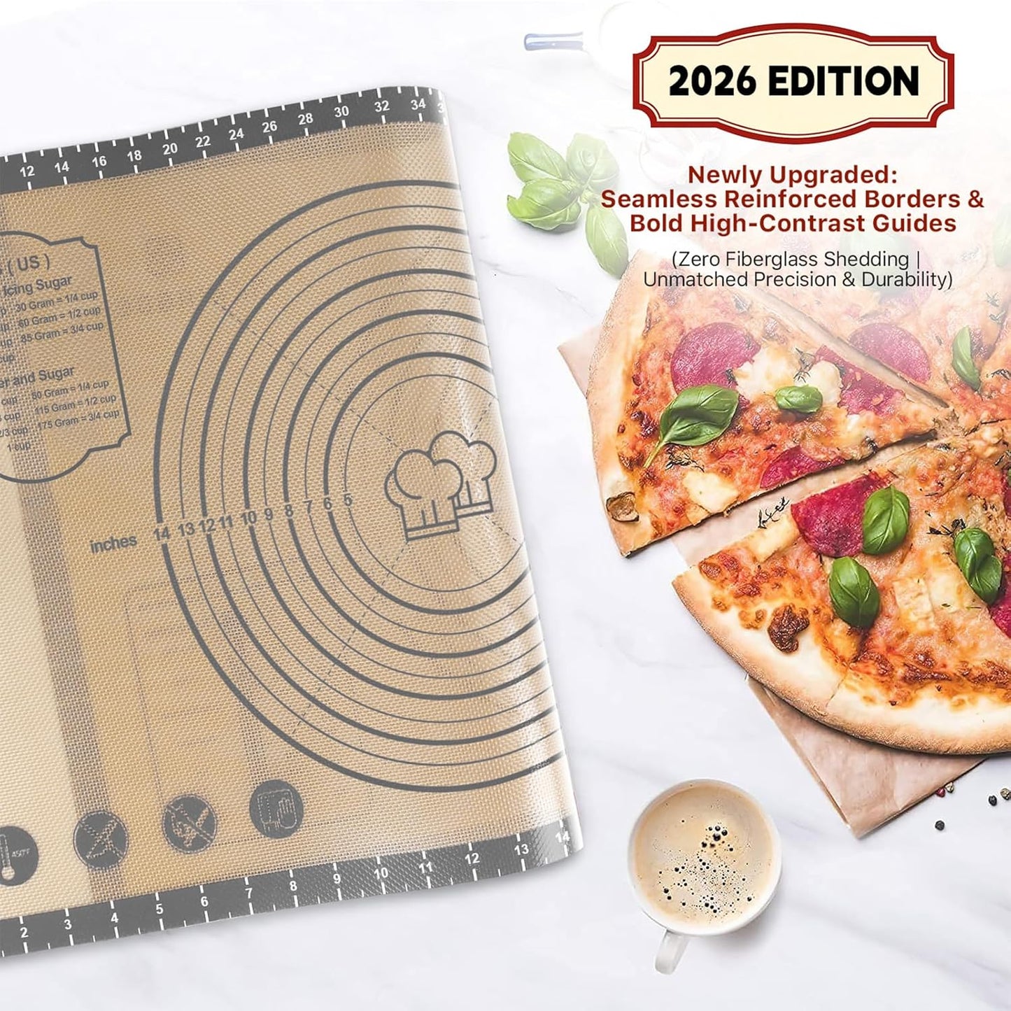 DANIA & DEAN [Pro Edition] 1.1mm Heavy-Duty Silicone Pastry Mat with 4.5mm Raised Edge, Exclusive Mom Theme 26"x16" Large Baking Mat for Rolling Dough, Non-Slip Spill-Proof Kneading Mat, Gift for Mom