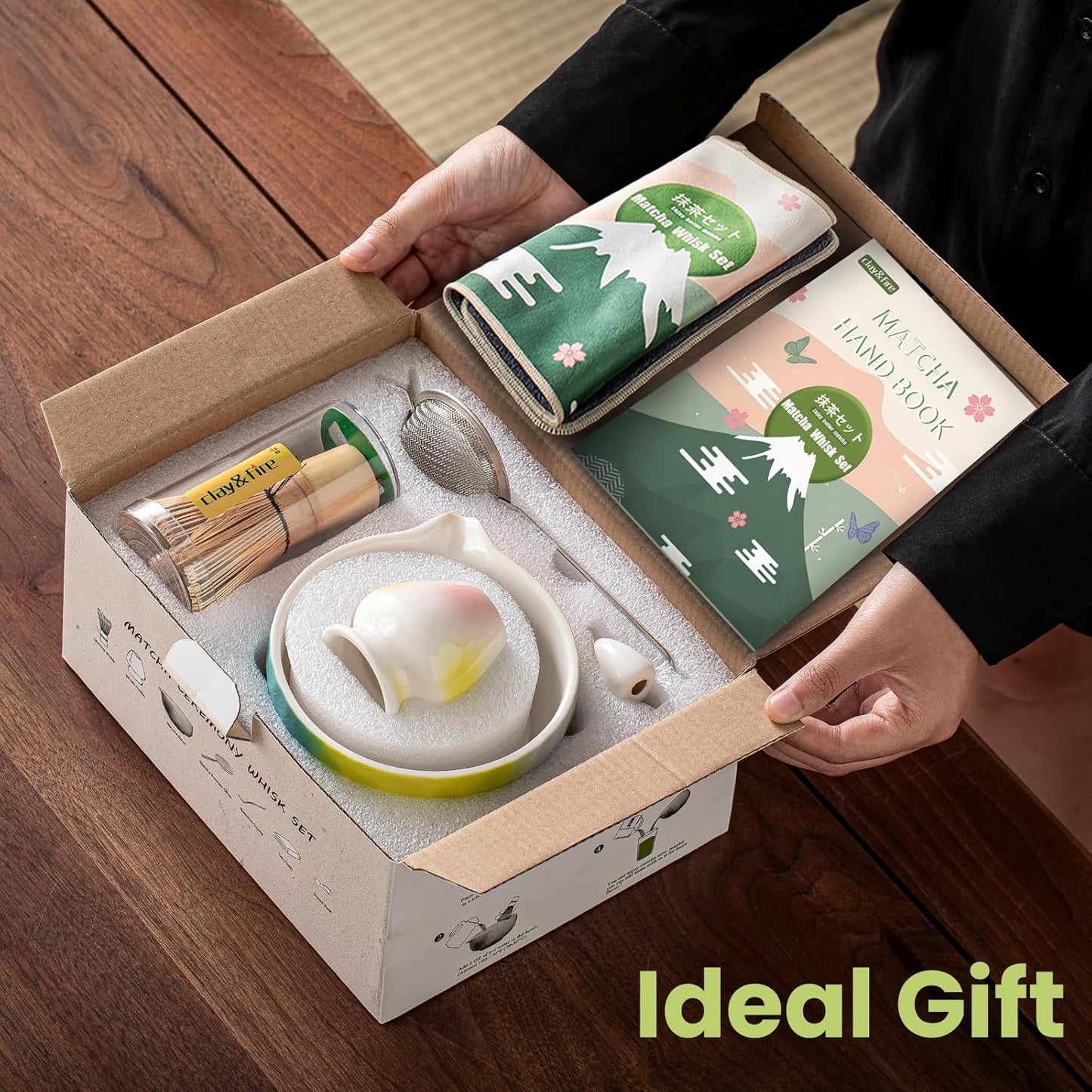 Clay&Fire Matcha Whisk Set, 9 pcs Ceramic Matcha Set, Gifts for Women,Matcha Bowl with Spout and Whisk, Matcha Kit for Matcha Lovers, Gift Mother's Day, Birthday, Anniversary