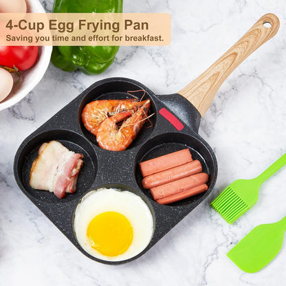 MyLifeUNIT Egg Pan, 4-Cup Egg Frying Pan and 20oz Pancake Batter Dispenser Bundle