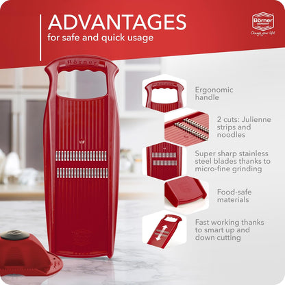 BORNER Roko PowerLine | Vegetable Grater Börner - Quality Made in Germany, Color:Orange