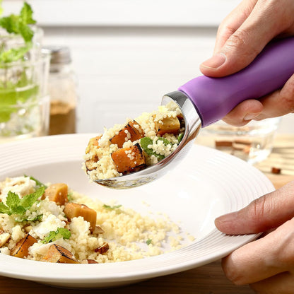 Spring Chef Heavy Duty Ice Cream Scoop with Comfortable Handle - Professional Ice Cream Scooper for Gelato, Sorbet, Cookie Dough, Melon, Frozen Yogurt - Dishwasher Safe Metal Kitchen Tool - Black