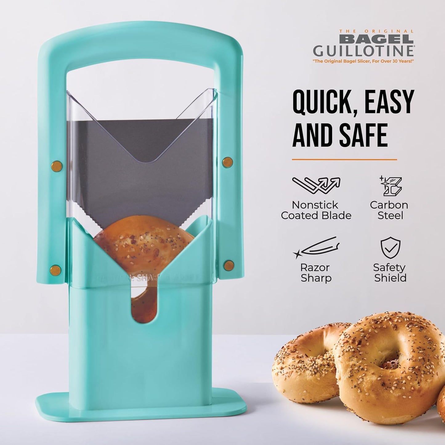 Hoan The Original Bagel Guillotine Universal Slicer, Silver, 9.25-Inch - Effortless Stainless Steel Slicer