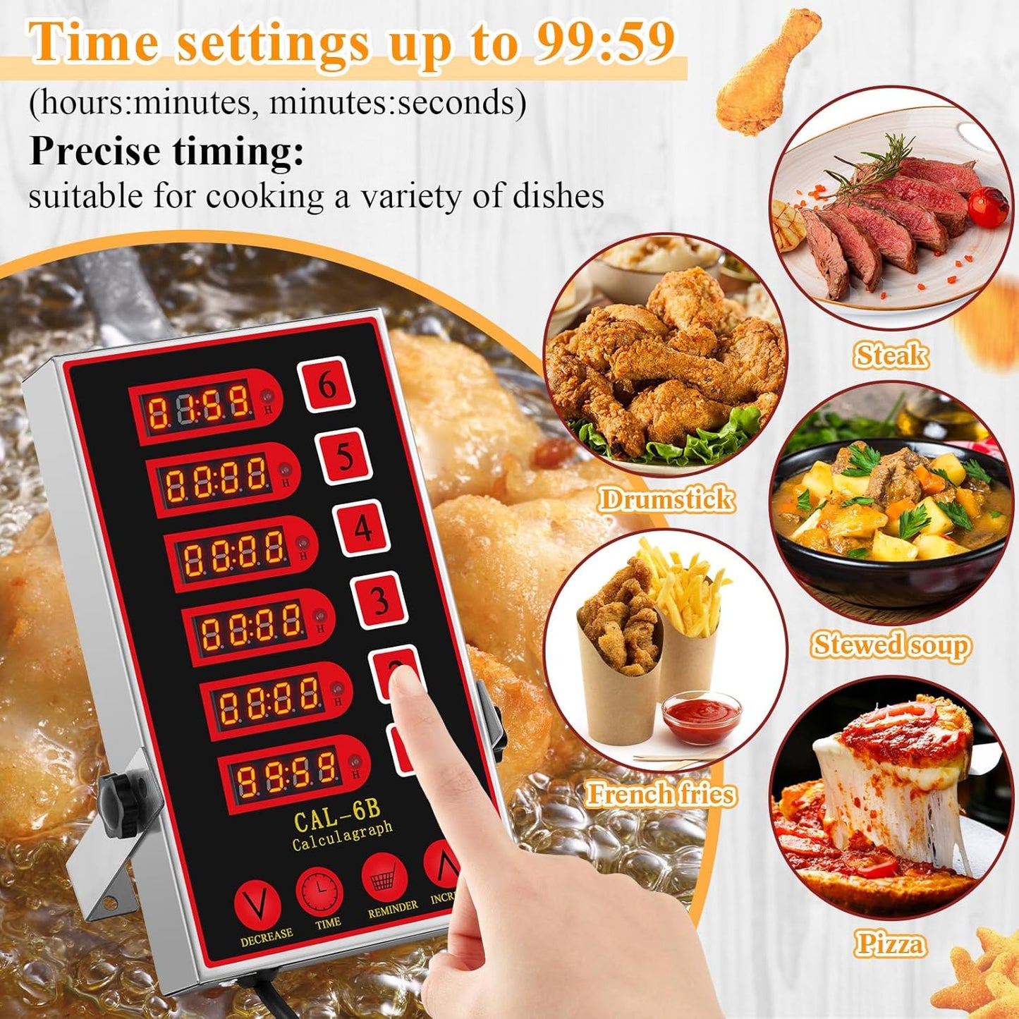 Relaxweex 1 Pack Commercial 8 Channel Digital Kitchen Timer, Multi-Countdown Timer with Loud Alarm & Large LCD Display, Wall Mount or Countertop for Restaurant, Fry Station, Baking & Lab Use
